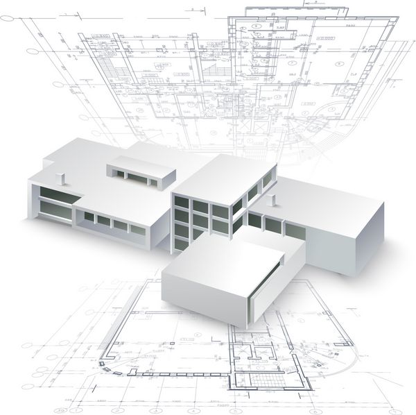 پس زمینه معماری با مدل ساختمان سه بعدی بخشی از پروژه معماری پلان معماری پروژه فنی پلان ساخت و ساز