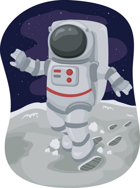 تصویری از یک فضانورد در حال پیاده روی ماه در فضا