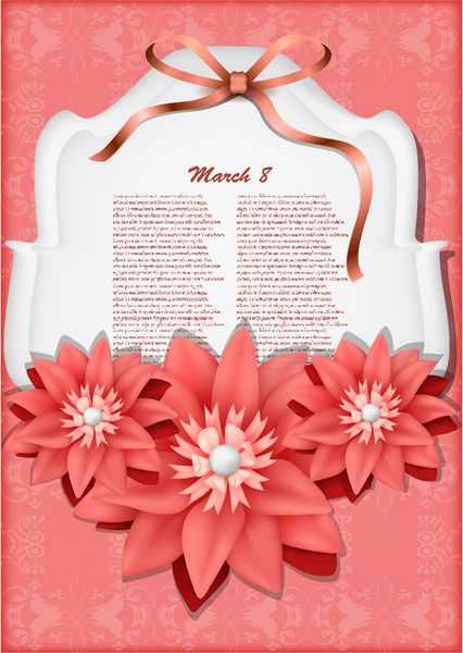گل های ظریف کاغذ قرمز ممکن است به عنوان کارت تبریک روز مادر استفاده شود