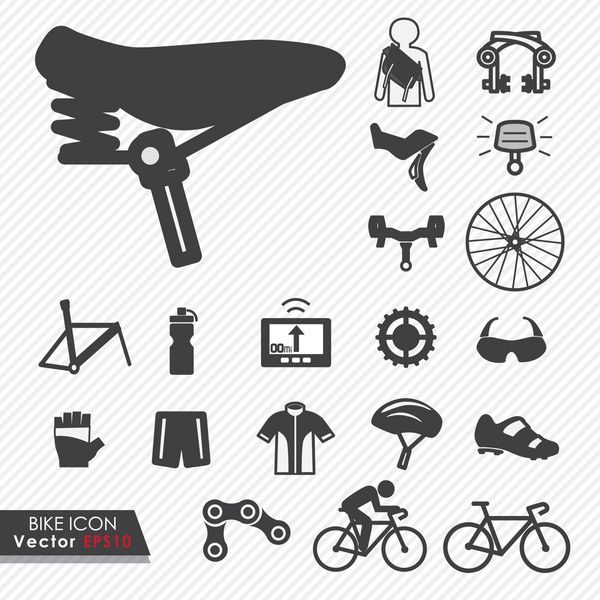 نماد وکتور مجموعه ابزار و تجهیزات دوچرخه و لوازم جانبی