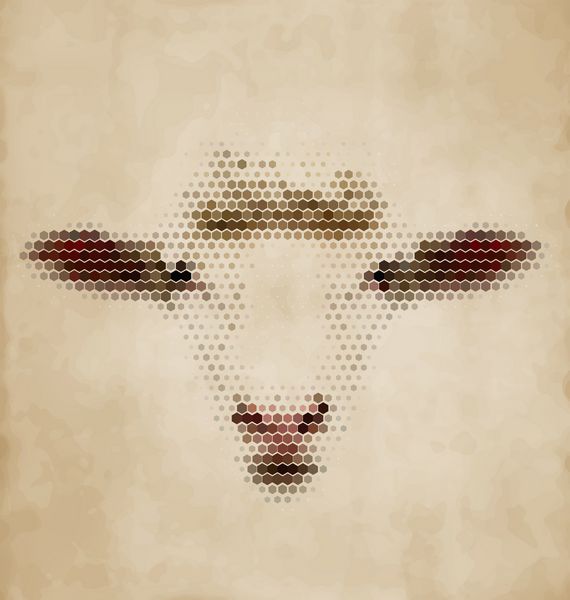 پرتره گوسفند ساخته شده از اشکال هندسی - طراحی قدیمی