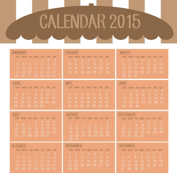 تقویم برای سبک کیک کوچک 2015