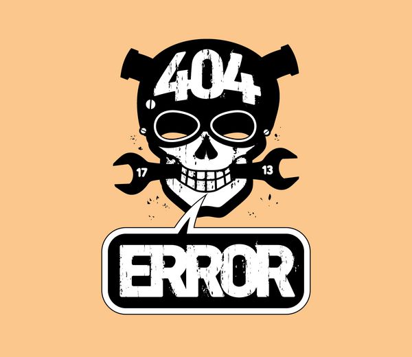 خطای 404 قالب طراحی با جمجمه کارتونی صفحه یافت نشد