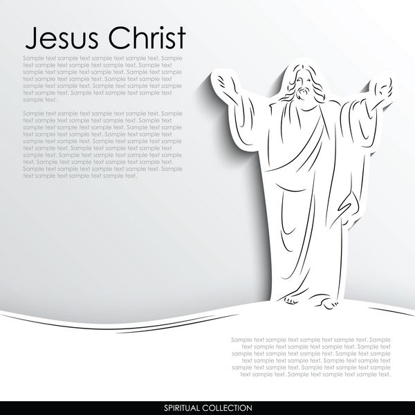 شبح انتزاعی عیسی مسیح در پس زمینه کاغذ سفید مجموعه وکتور معنویت