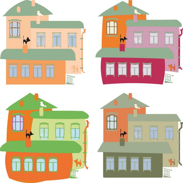 خانه های شهری کوچک رنگی