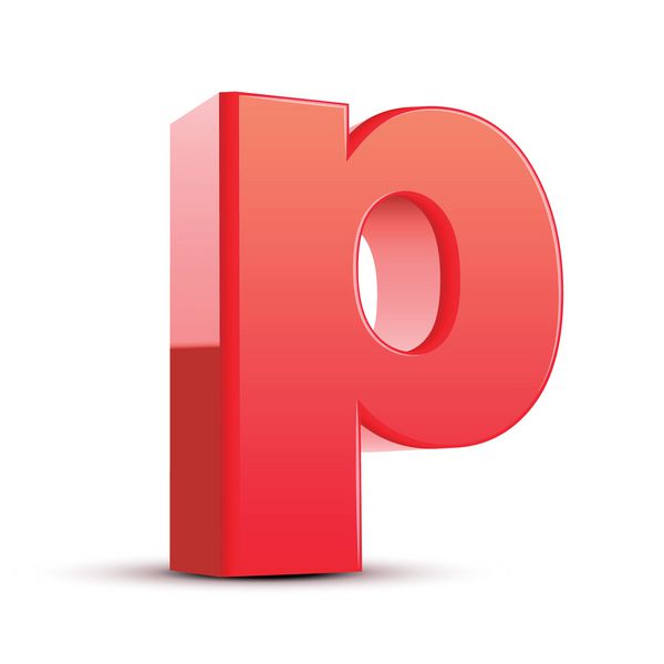 3D حرف قرمز P جدا شده پس زمینه سفید