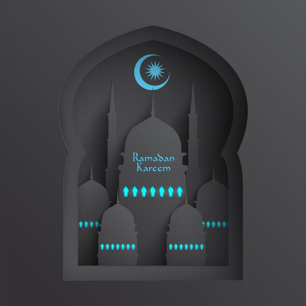 وکتور مسجد کاغذی سه بعدی ترجمه رمضان کریم - سخاوتمندی شما را در ماه مبارک برکت دهد