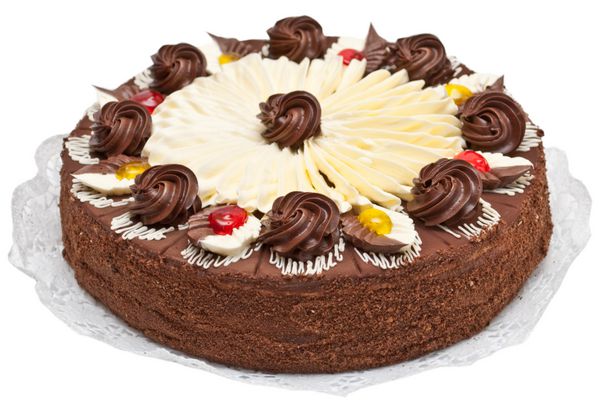 کیک شکلاتی جدا شده در پس زمینه سفید