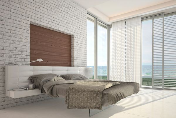 اتاق خواب با طراحی منحصر به فرد با منظره دریا