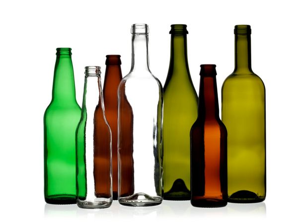 بطری های شیشه ای رنگی خالی