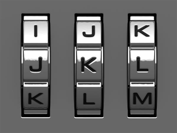حروف J K L از الفبای قفل ترکیبی
