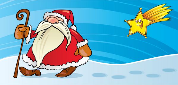 بابا نوئل با کارت ستاره کریسمس