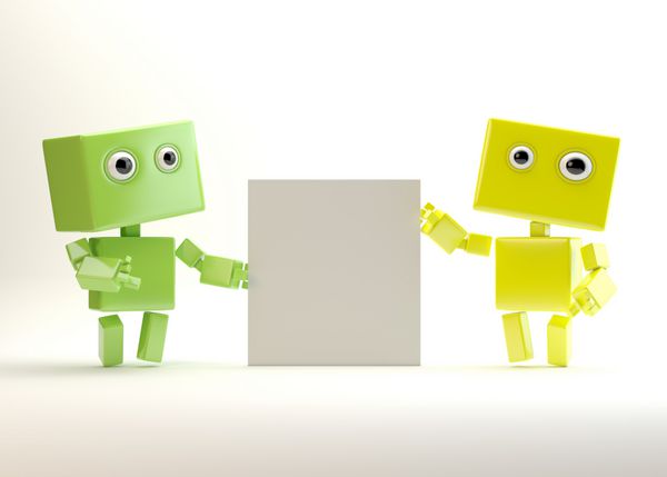 اسباب بازی رباتیک سبز و زرد که روی تخته رایگان نشان داده می شود