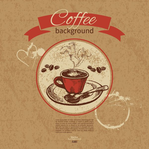 پس زمینه قهوه قدیمی طراحی شده با دست منوی رستوران کافه بار قهوه خانه
