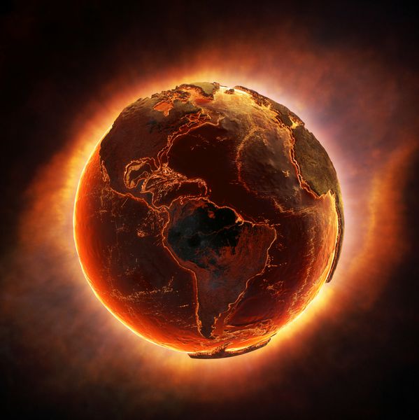 زمین در حال سوختن پس از یک فاجعه جهانی عناصر این تصویر سه بعدی ارائه شده توسط ناسا