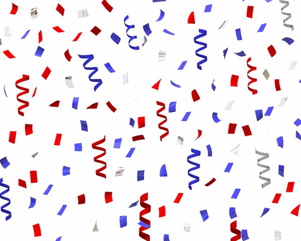 کانفتی - استریمرهای مهمانی در رنگ های آبی قرمز و نقره ای سه بعدی