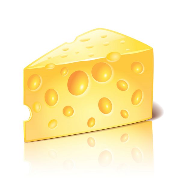 پنیر جدا شده بر روی وکتور واقع گرایانه سفید