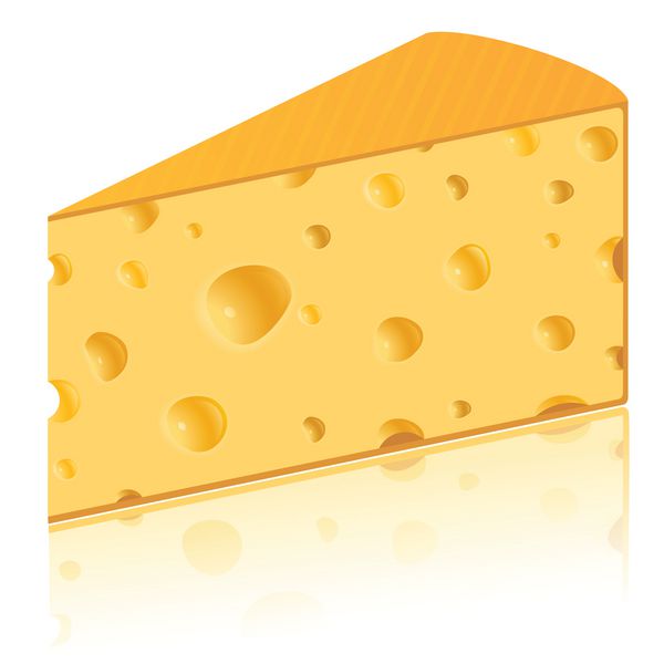 تصویر وکتور تکه پنیر جدا شده در پس زمینه سفید
