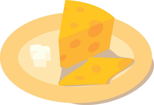 برش پنیر و کره در بشقاب وکتور