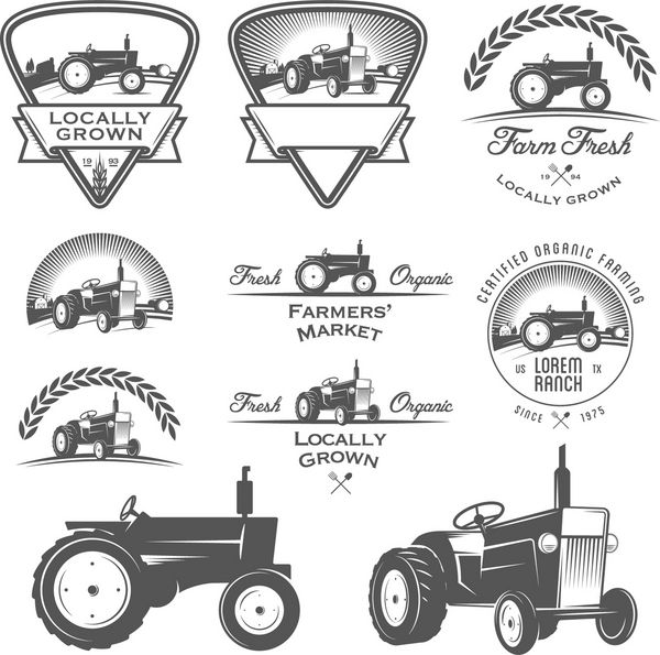 مجموعه ای از برچسب های تازه مزرعه رترو نشان ها و عناصر طراحی