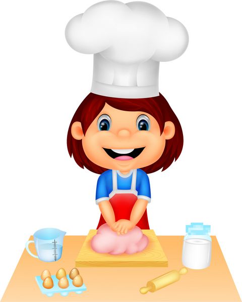 دختر بچه در حال پختن