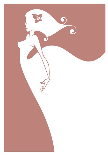 وکتور کارت پستال با تصویر عروس زیبا در لباس سفید بلند