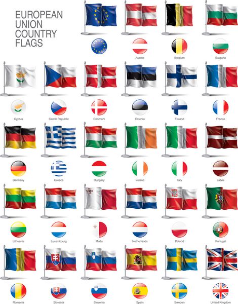 پرچم کشورهای اتحادیه اروپا با فرمت فایل وکتور
