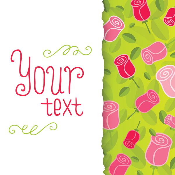پس زمینه گل عاشقانه کارت با گل رز قالب کارت پستال با جای متن شما