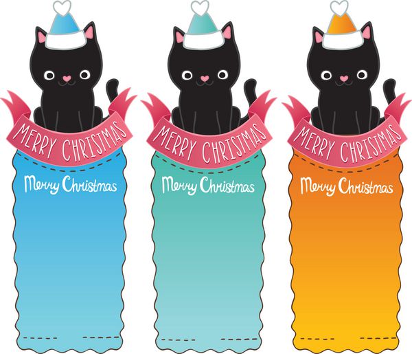 ست بنر کلاه بابانوئل برای گربه سیاه کریسمس