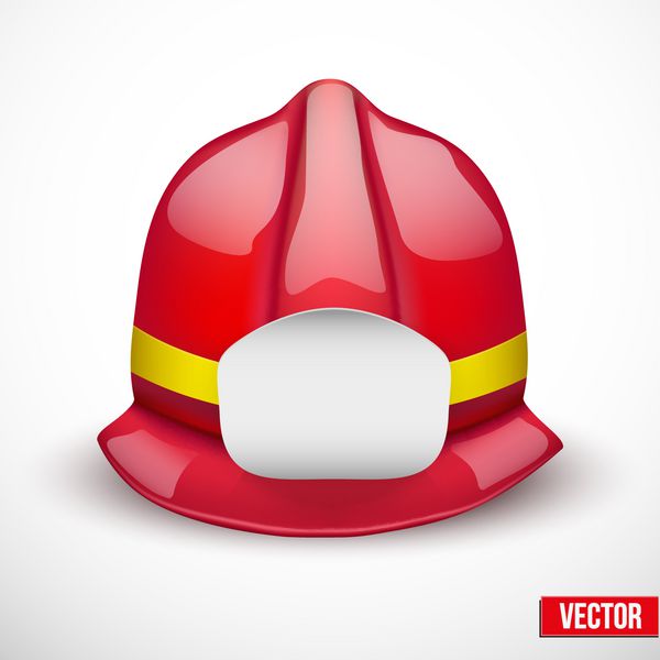 وکتور کلاه آتش نشان قرمز فضایی برای نشان یا نشان جدا شده و قابل ویرایش