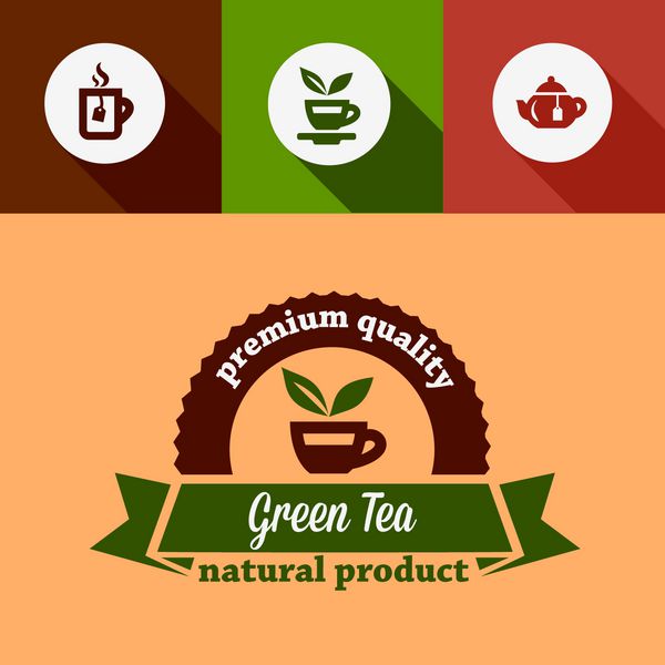 عناصر طراحی چای سبز در سبک طراحی تخت