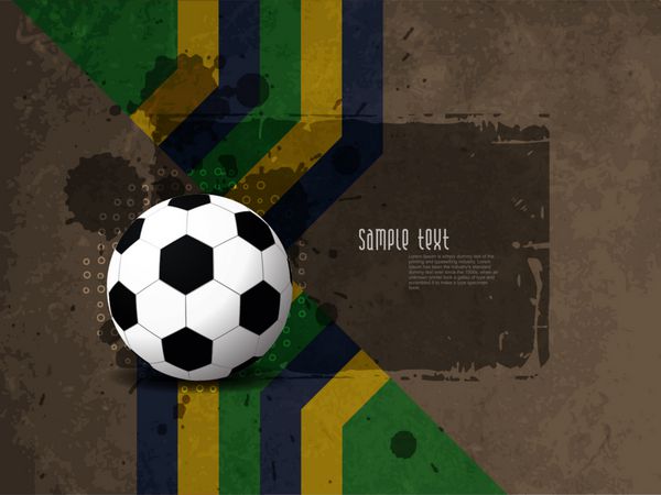 پس زمینه فوتبال با بافت گرانج خلاقانه با رنگ های برزیل وکتور
