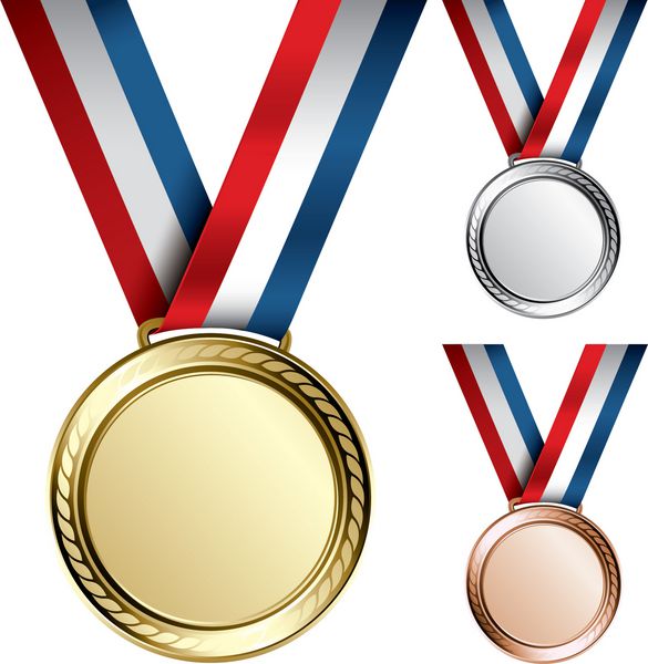 سه مدال وکتور دقیق با فضایی برای متون یا تصاویر شما - طلا نقره و برنز