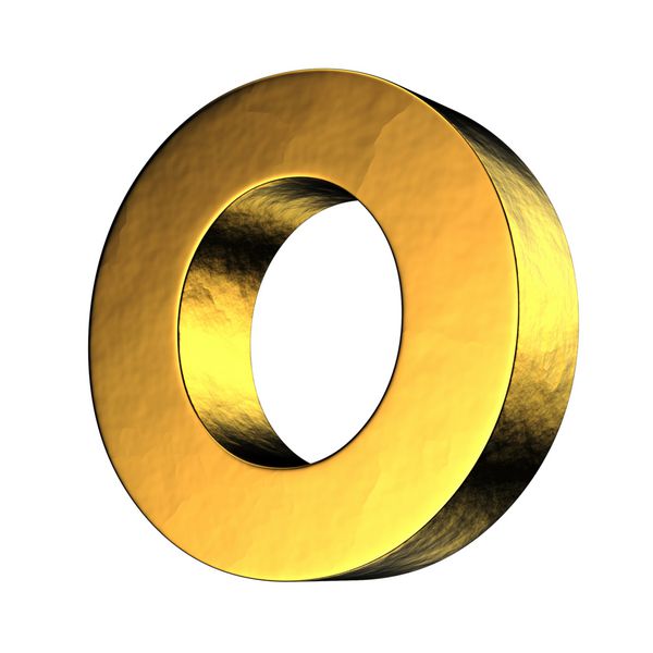 حرف O از الفبای جامد طلایی یک مسیر قطع وجود دارد