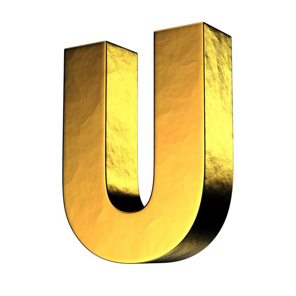 حرف U از الفبای جامد طلایی یک مسیر قطع وجود دارد
