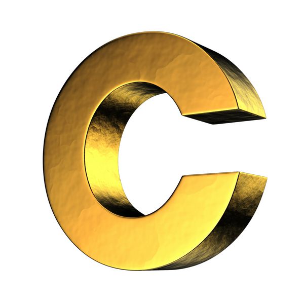حرف C از الفبای جامد طلایی یک مسیر قطع وجود دارد
