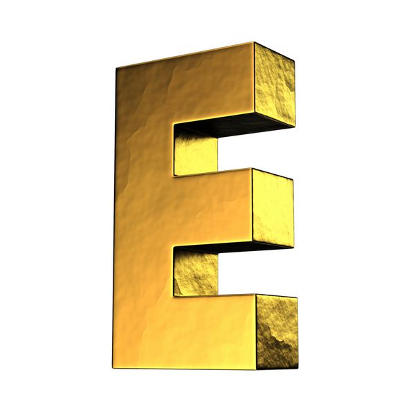 حرف E از الفبای جامد طلایی یک مسیر قطع وجود دارد