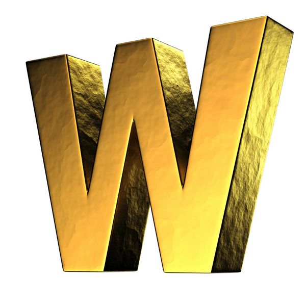 حرف W از الفبای جامد طلایی یک مسیر قطع وجود دارد