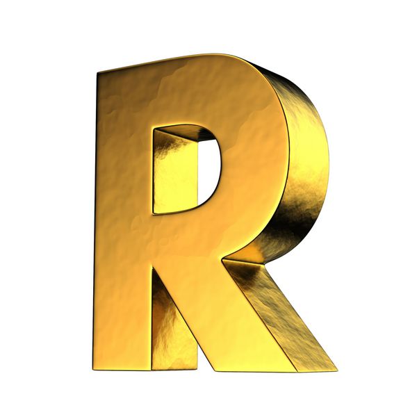 حرف R از الفبای جامد طلایی یک مسیر قطع وجود دارد