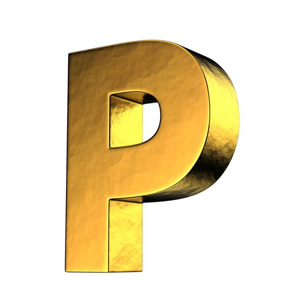 حرف P از الفبای جامد طلایی یک مسیر قطع وجود دارد