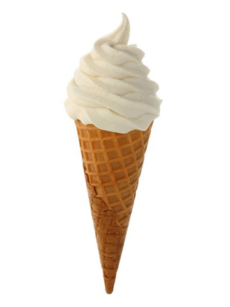بستنی سرو نرم جدا شده بر روی پس زمینه سفید