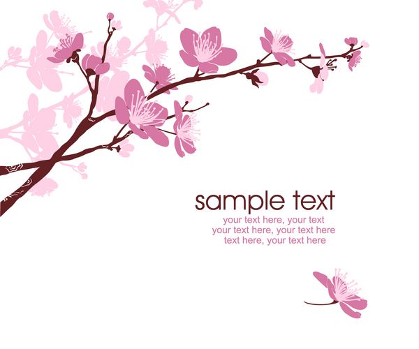 کارت با شکوفه گیلاس و متن