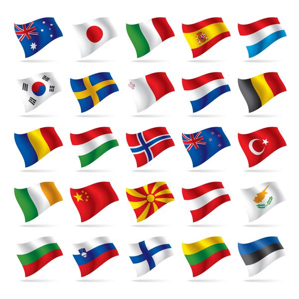 مجموعه وکتور پرچم های جهان 2