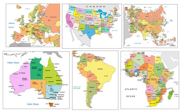 نقشه سیاسی قاره ها