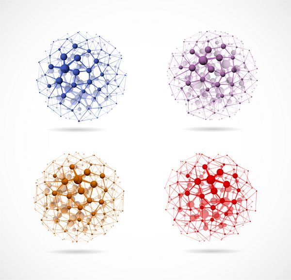 مجموعه ای از ساختارهای مولکولی رنگارنگ به شکل یک کره