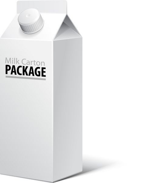 بسته های سه بعدی کارتن شیر سفید خالی با درب