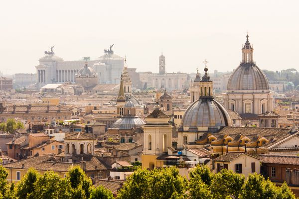 نمای کلی رم با بنای تاریخی و چندین گنبد