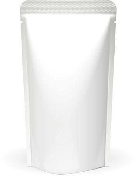 بسته بندی کیسه های مواد غذایی یا نوشیدنی فویل سفید سفید قالب بسته پلاستیکی آماده برای طراحی شما وکتور