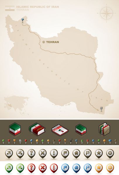 نقشه‌های ایران و آسیا به‌علاوه مجموعه نمادهای ایزومتریک اضافی مجموعه نمادهای نقشه‌برداری بخشی از مجموعه نقشه‌های جهان
