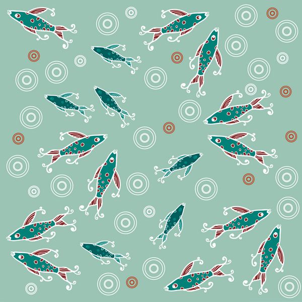 الگوی ماهی های استوایی کارتونی رنگارنگ